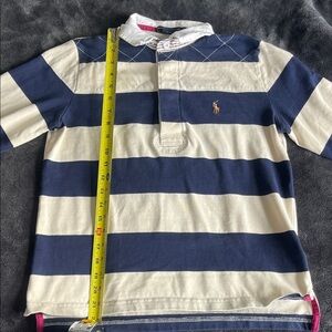 Ralph Lauren Navy and White Striped Polo Top
